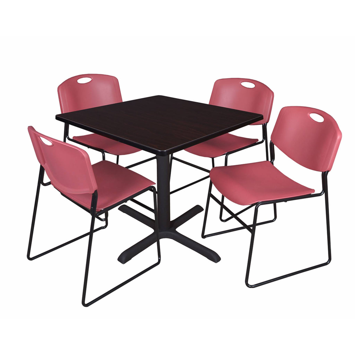 36x22 Square Breakroom Table with 4 Stack Chairs M2416