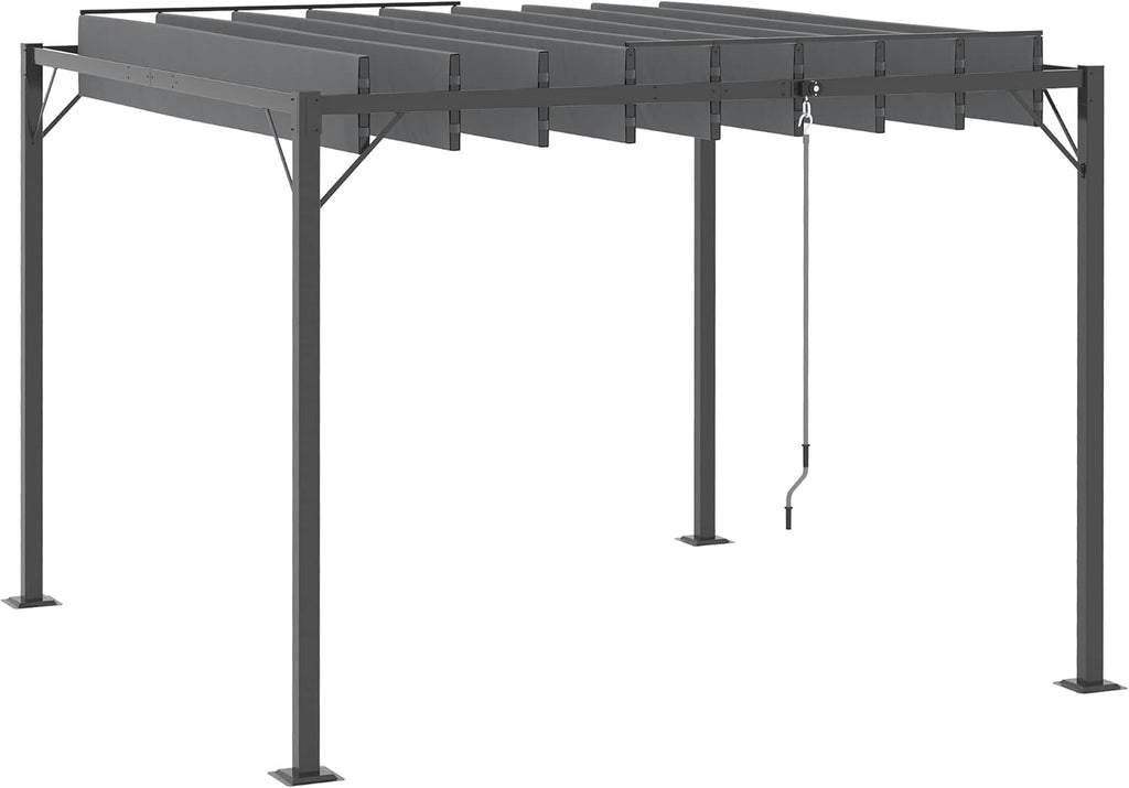 10' x 10' Outdoor Louvered Pergola Patio Aluminum Gazebo Canopy with Adjustable Roof Sun Shade, Grey S924