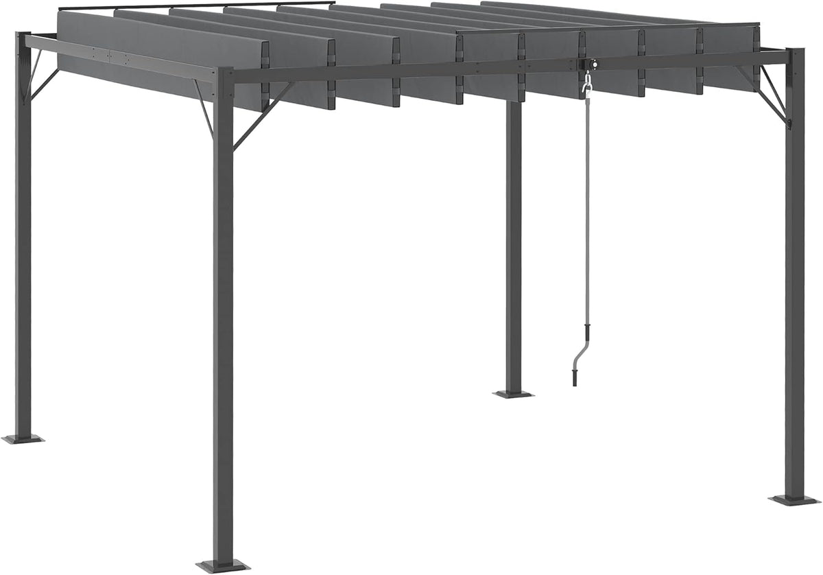 10' x 10' Outdoor Louvered Pergola Patio Aluminum Gazebo Canopy with Adjustable Roof Sun Shade, Grey S924