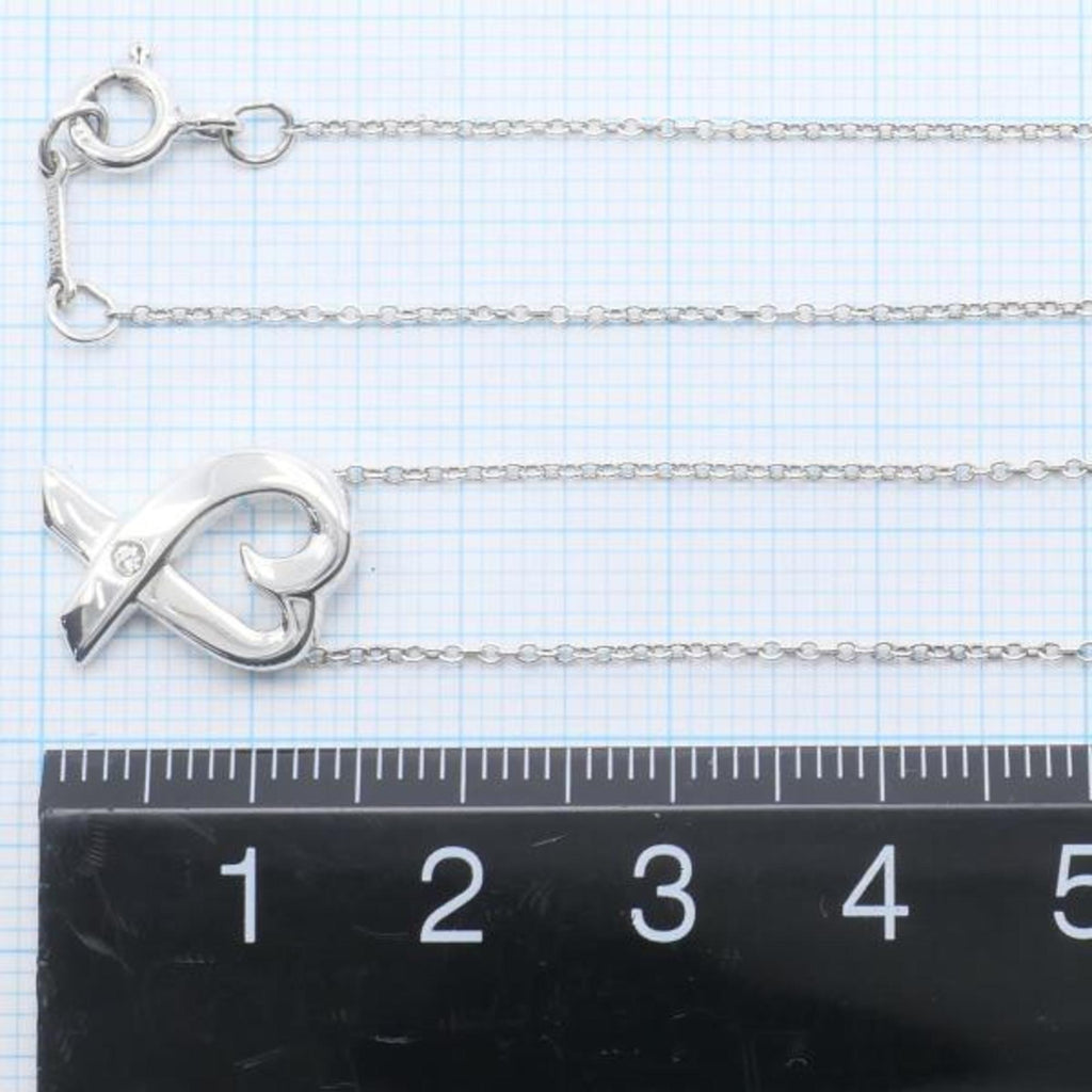 Loving Heart Silver Necklace Diamond 2.7g 43cm Jewelry O93373
