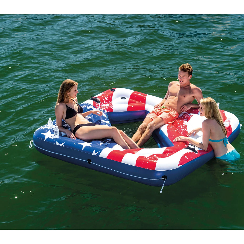 American Flag 2 Person Pool Tube with Cooler M550