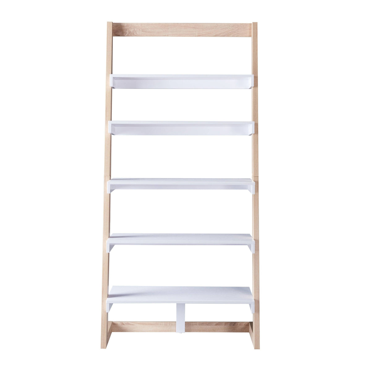 Distressed Grey 5-Shelf Leaning Bookcase H5514