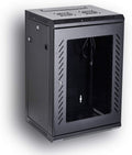 Black 18U Wall Mount Server Rack Cabinet with Locking Tempered Glass Door S611