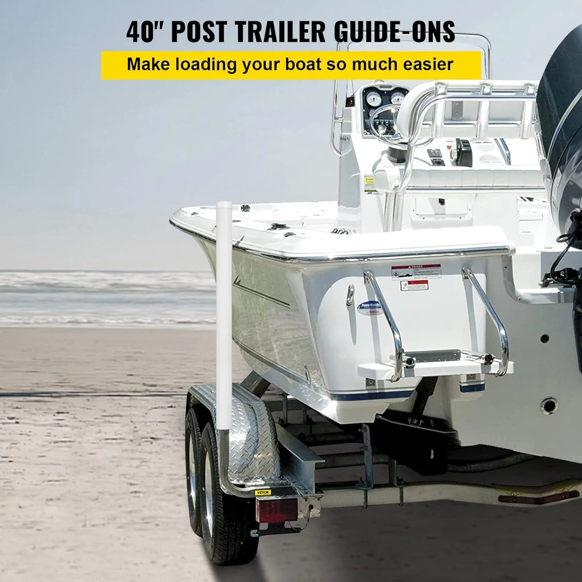 22 in. Steel Boat Trailer Guide-on with White PVC Tube Covers F5741