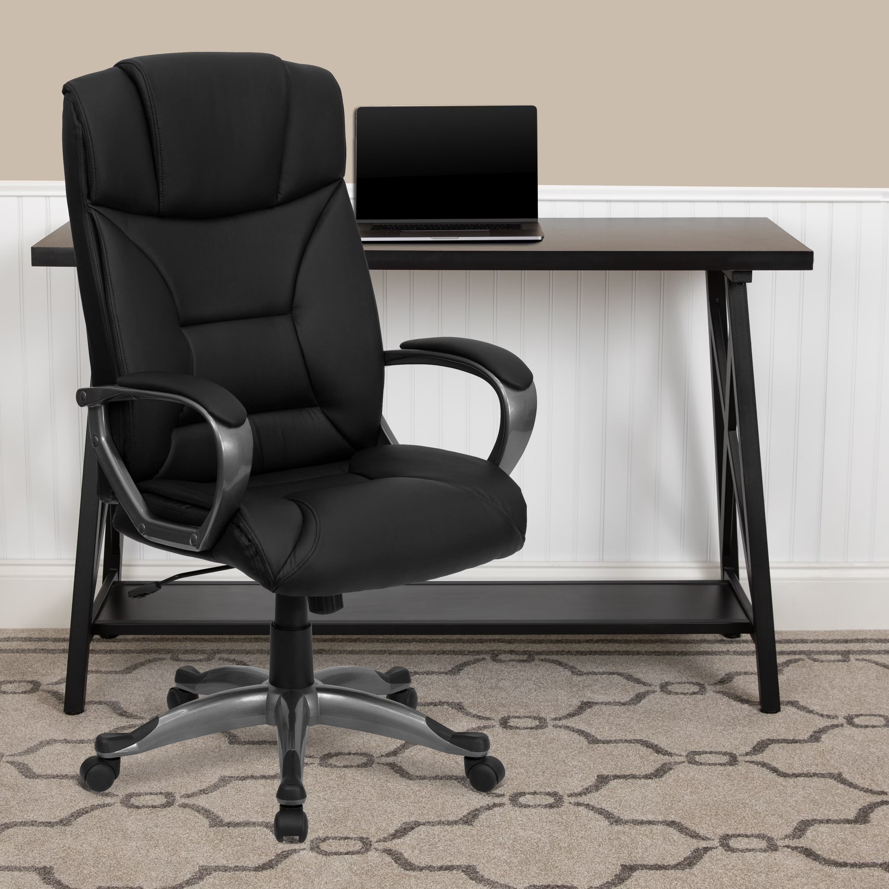 Black LeatherSoft Executive Swivel Office Chair J711