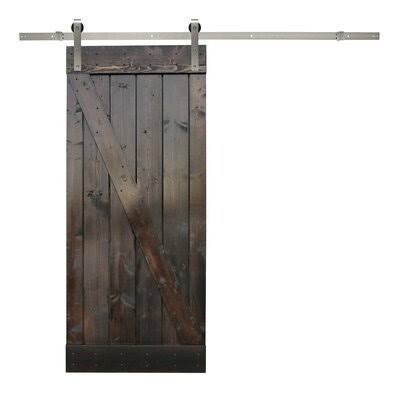 Unfinished Paneled Wood Barn Door with Installation Hardware Kit O9852