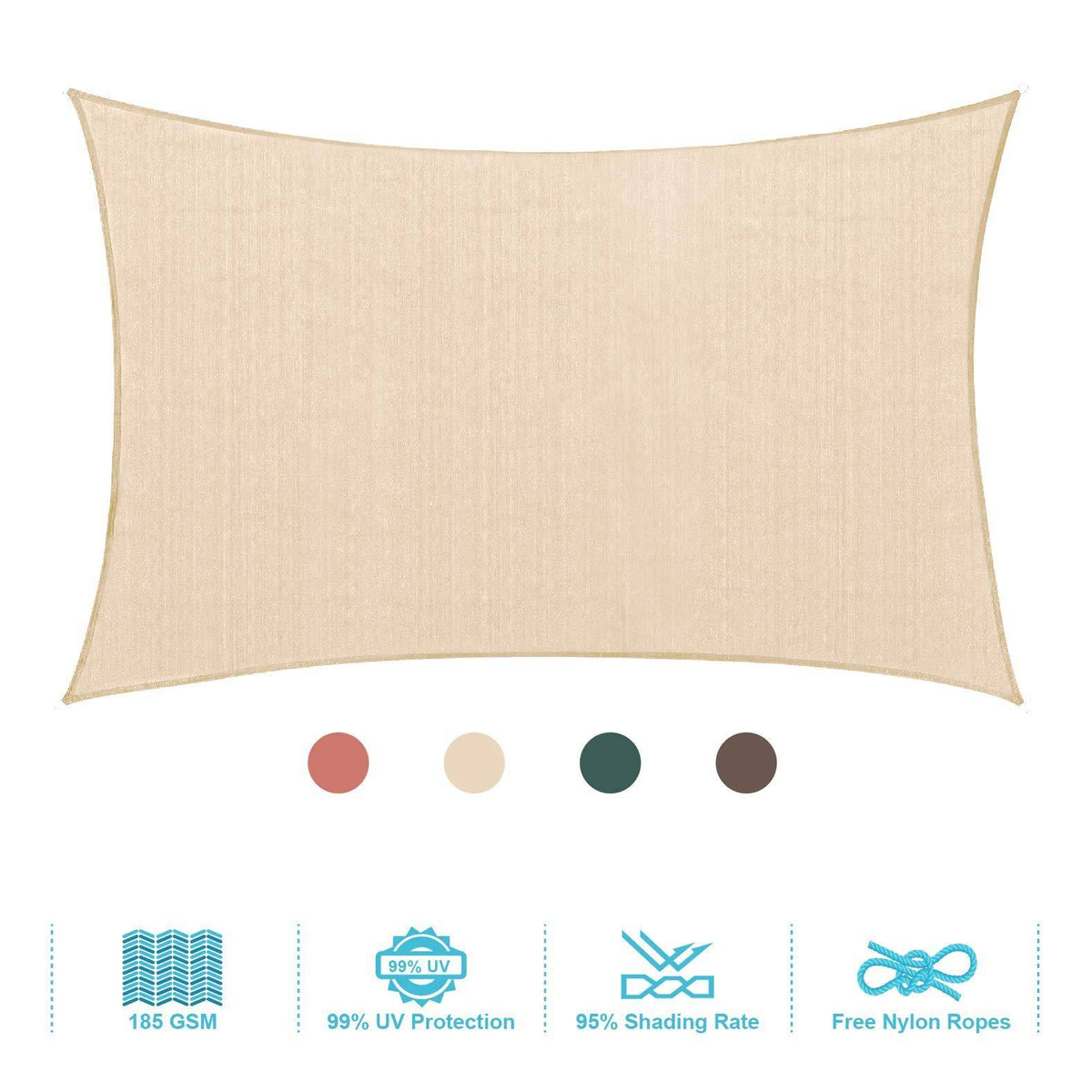 Wheat Rectangle Sun Shade Sail Patio Canopy N2076