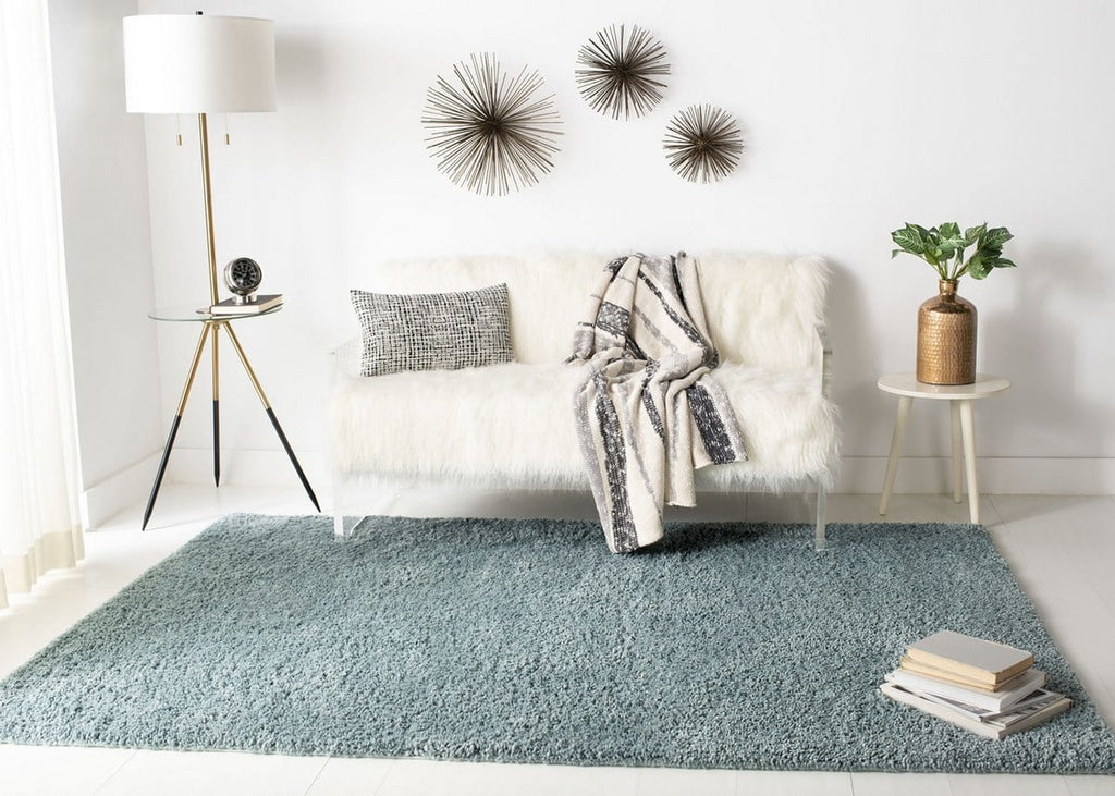 Aqua Plush Shag Area Rug, 12' x 15' P99572
