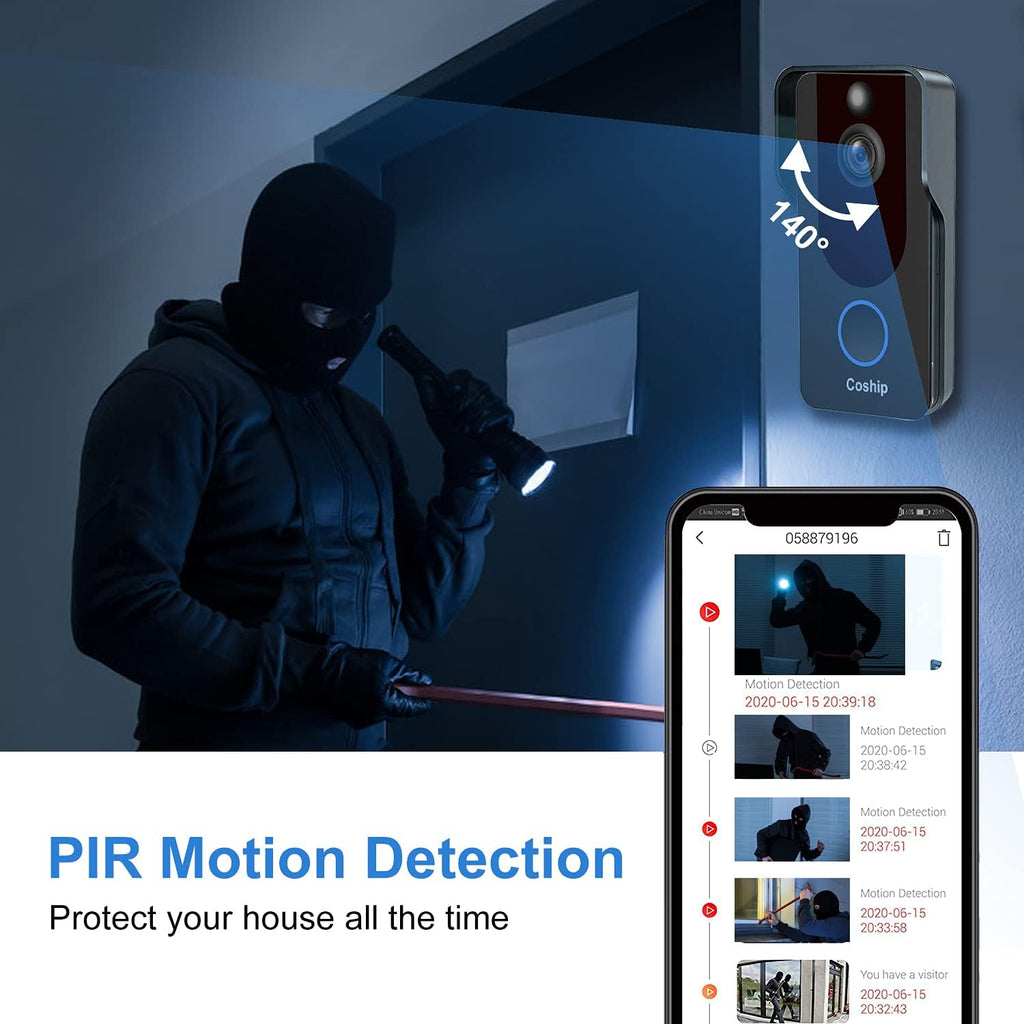 WiFi Video Doorbell Camera, 1080P HD, Night Vision, 2-Way Audio L6597