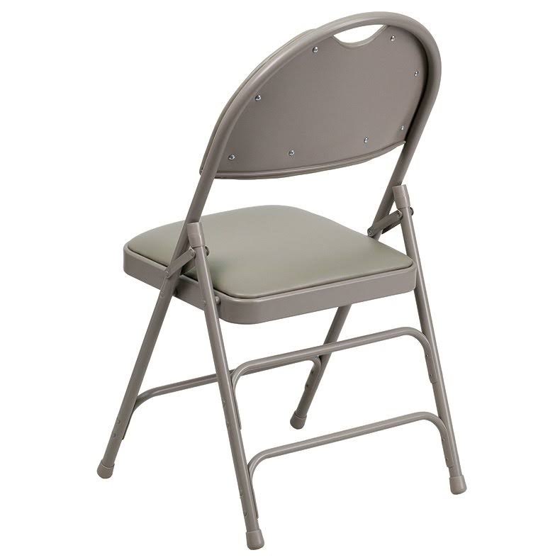 Gray Vinyl Metal Folding Chair with Handle B234786