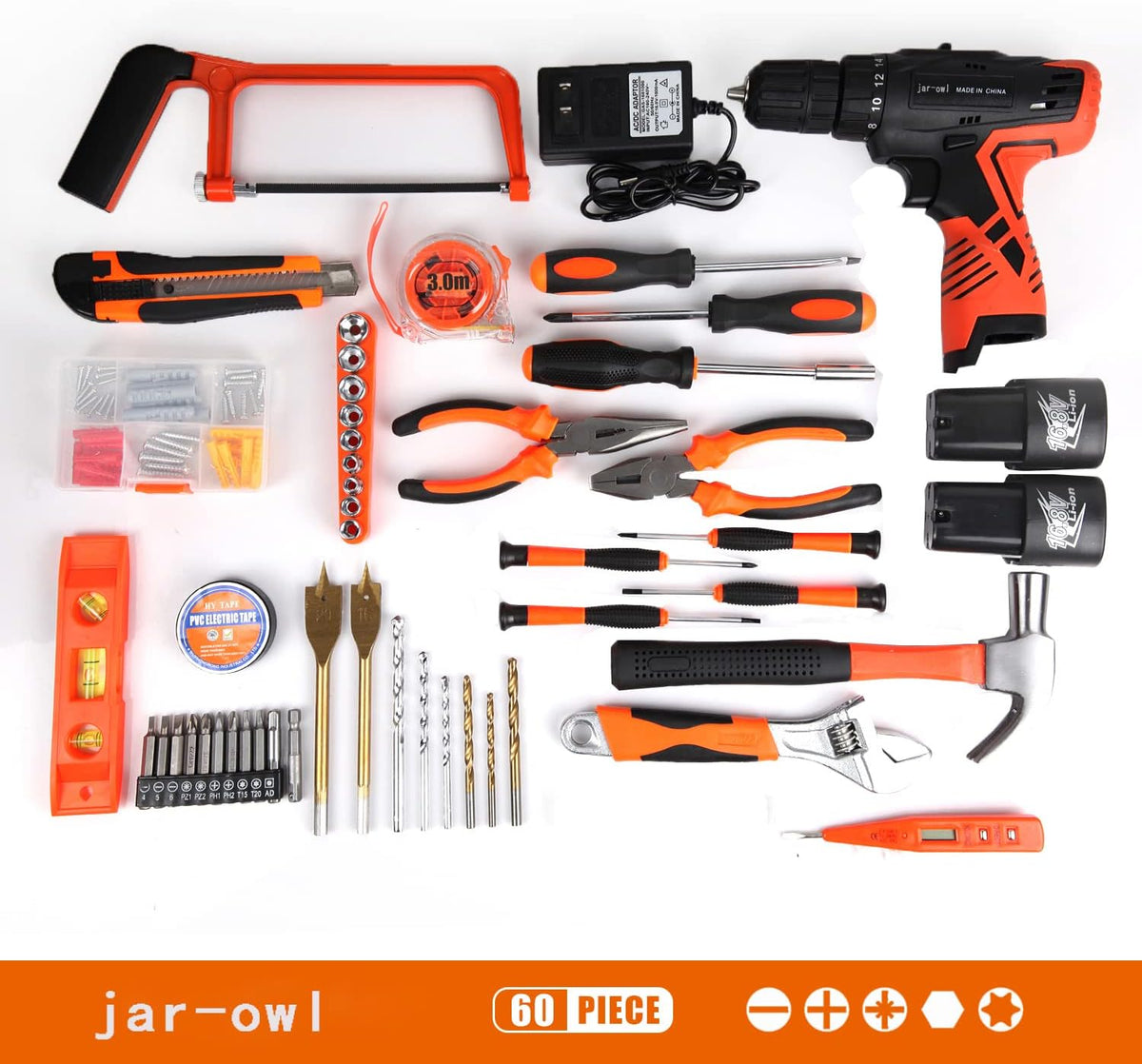 60pcs Cordless Drill Tool Set with Toolbox L9554