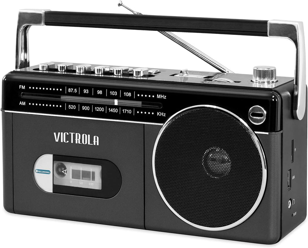 Grey Bluetooth Boombox with Cassette Player, Recorder and AM/FM Radio, Pack of 2 J587295