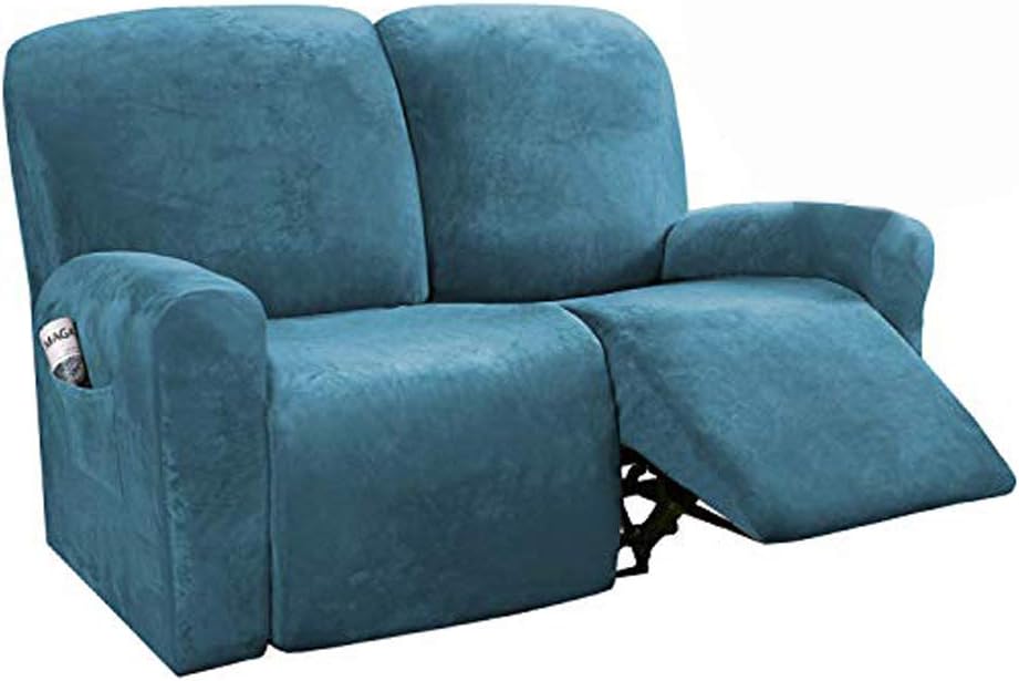 6-Pieces Velvet Stretch Recliner Loveseat Covers for 2 Cushion Sofa (Medium, Camel) J290704