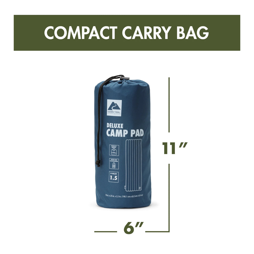 Adult Inflatable Camp Sleeping Pad - Blue, 78"L x 25"W x 3.5"H M7862