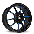 18x8 5x100 ET35 Black/ball Cut Blue Rims U829521