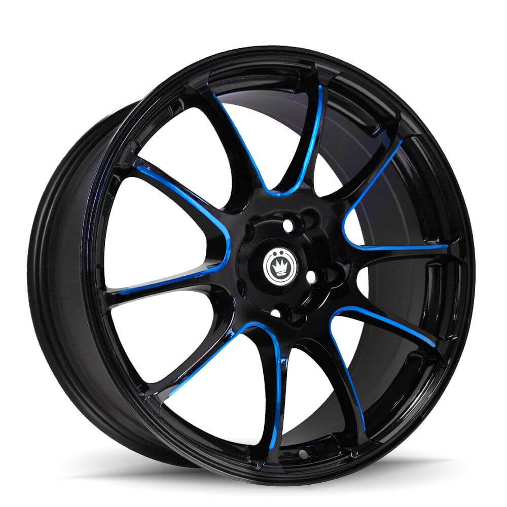 18x8 5x100 ET35 Black/ball Cut Blue Rims U829521