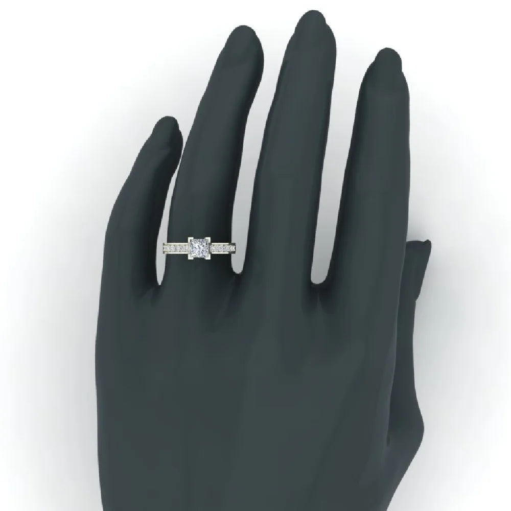 14K Gold Princess Cut Diamond Engagement Ring J454607