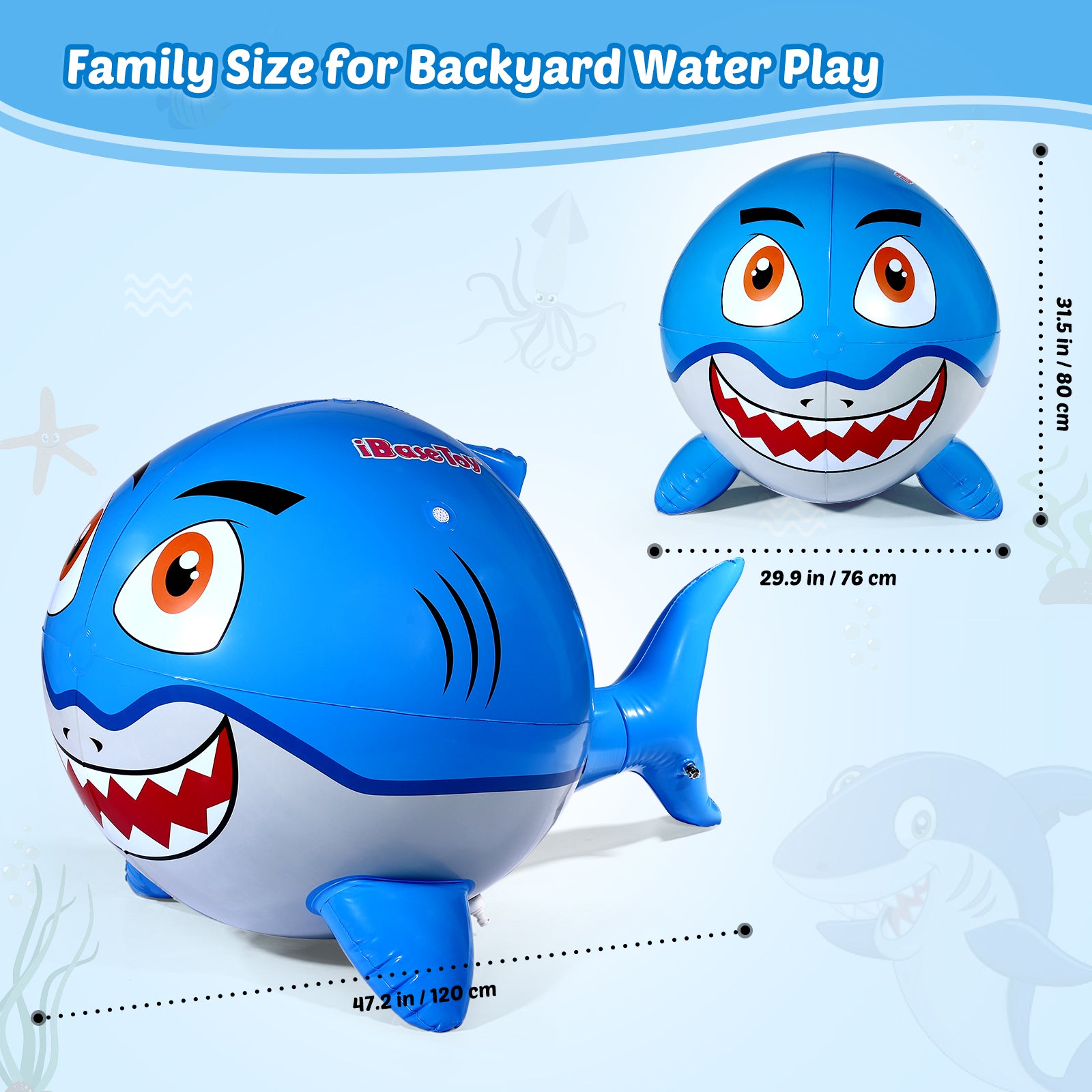 Inflatable Shark Sprinkler Water Ball 80x120cm L9817
