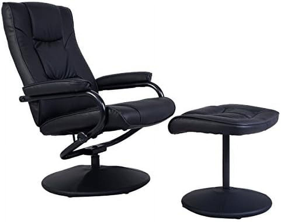 Gray PU Leather Recliner Chair with Ottoman B46368