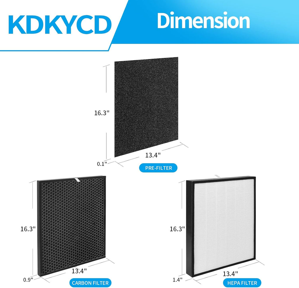 Replacement Filter Kit Combo Pack of 1 H13 True HEPA Filter, 2 Activated Carbon Filters and 4 Prefilters D299