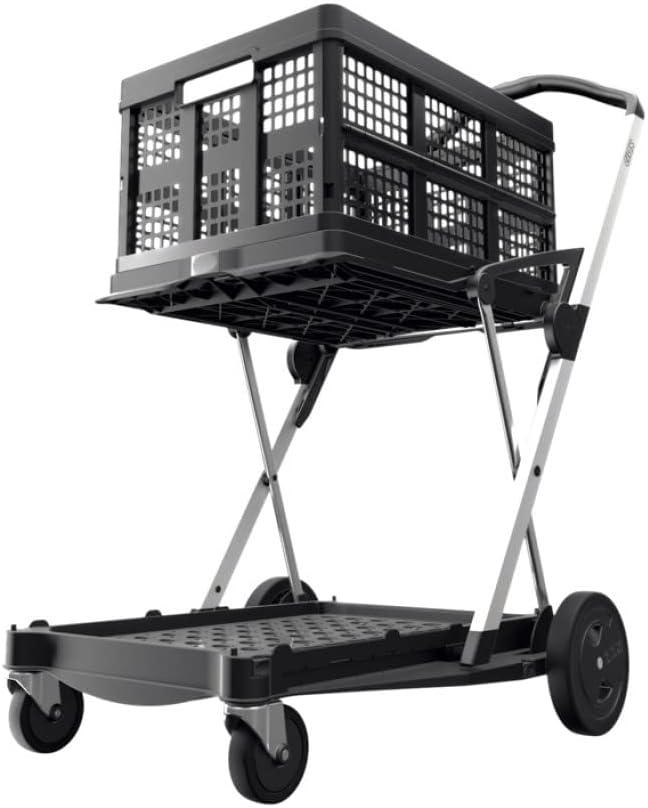 Red Collapsible Shopping Cart with Storage Crate K139656