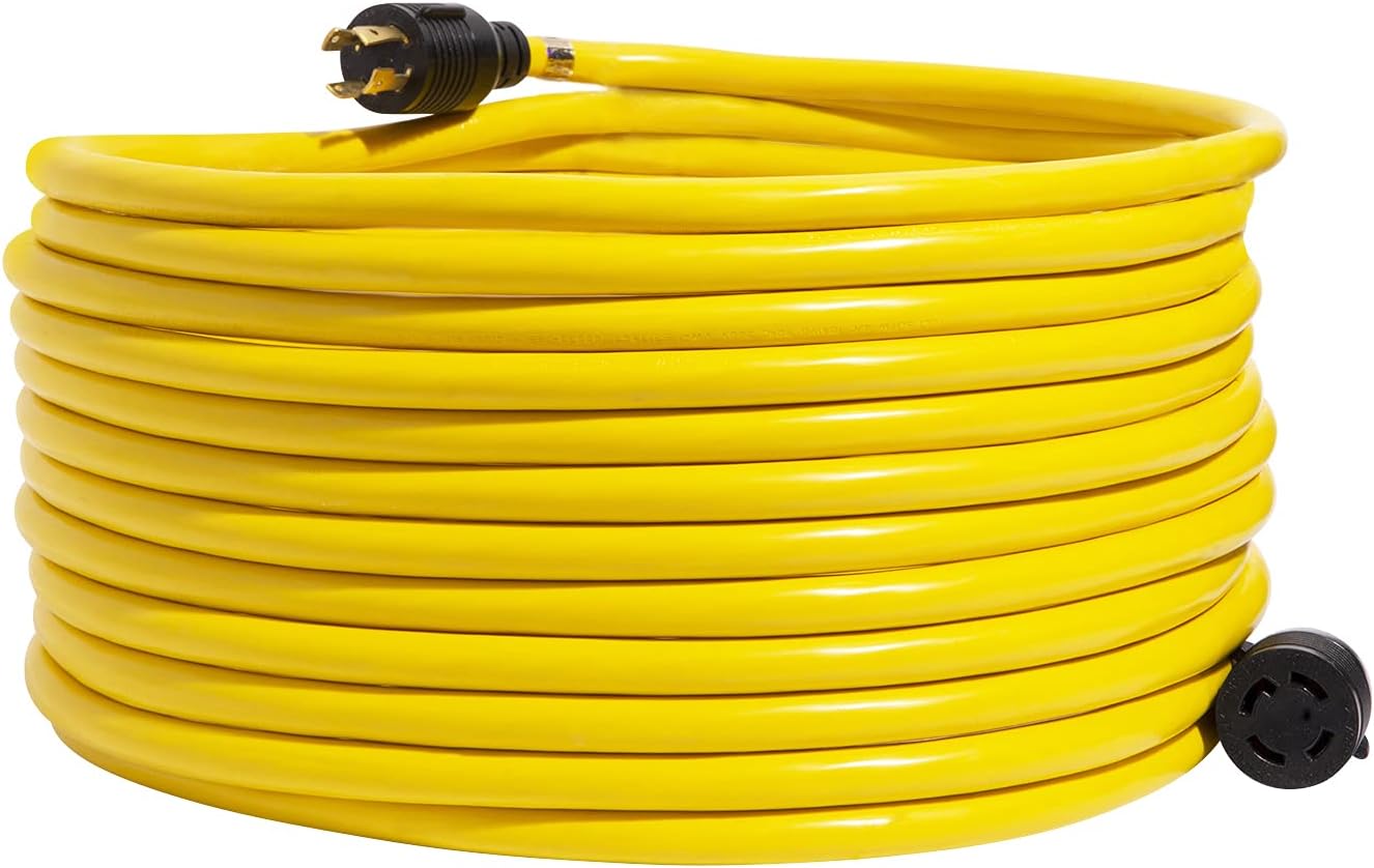 30 Amp 4 Prong Generator Extension Cord, 50 Ft, 10 Gauge, Rubber H999115
