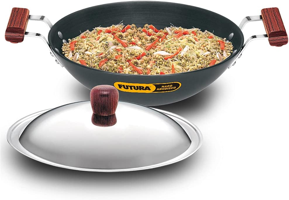 Gray Anodised Kadhai, 3.75L, Pack of 2 W322