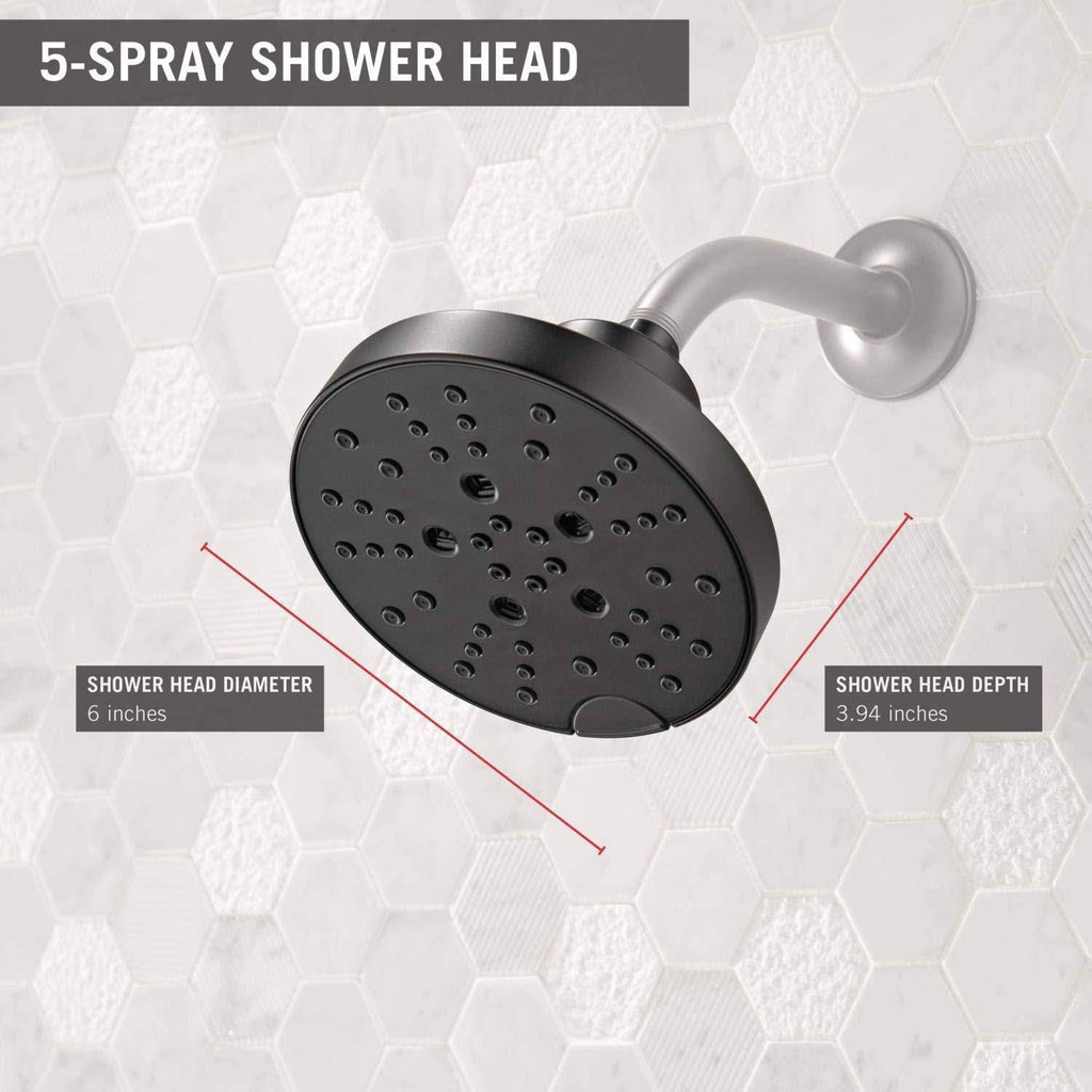 Matte Black 5-Setting Raincan Shower Head Z98273