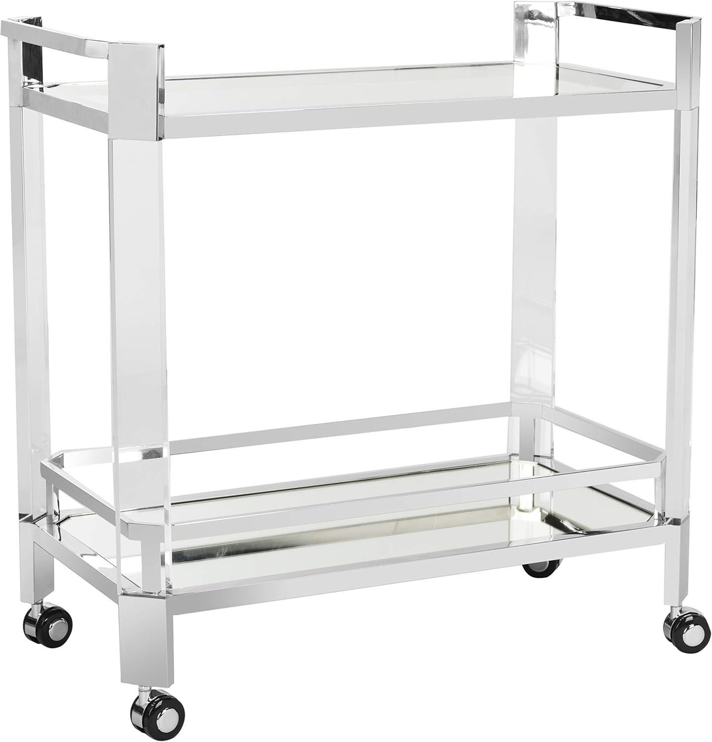 Clear Silver Glass Bar Cart V41870