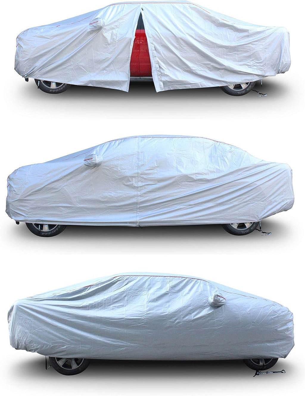 Hard Shell Truck Car Cover Waterproof UV-Proof Windproof Zipper Design with Straps Buckle Full Size Truck Length Up to 212" Pack of 2 K2678