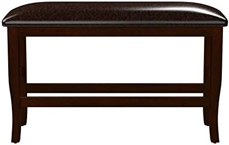 Espresso Faux Leather Counter Height Bench X7139