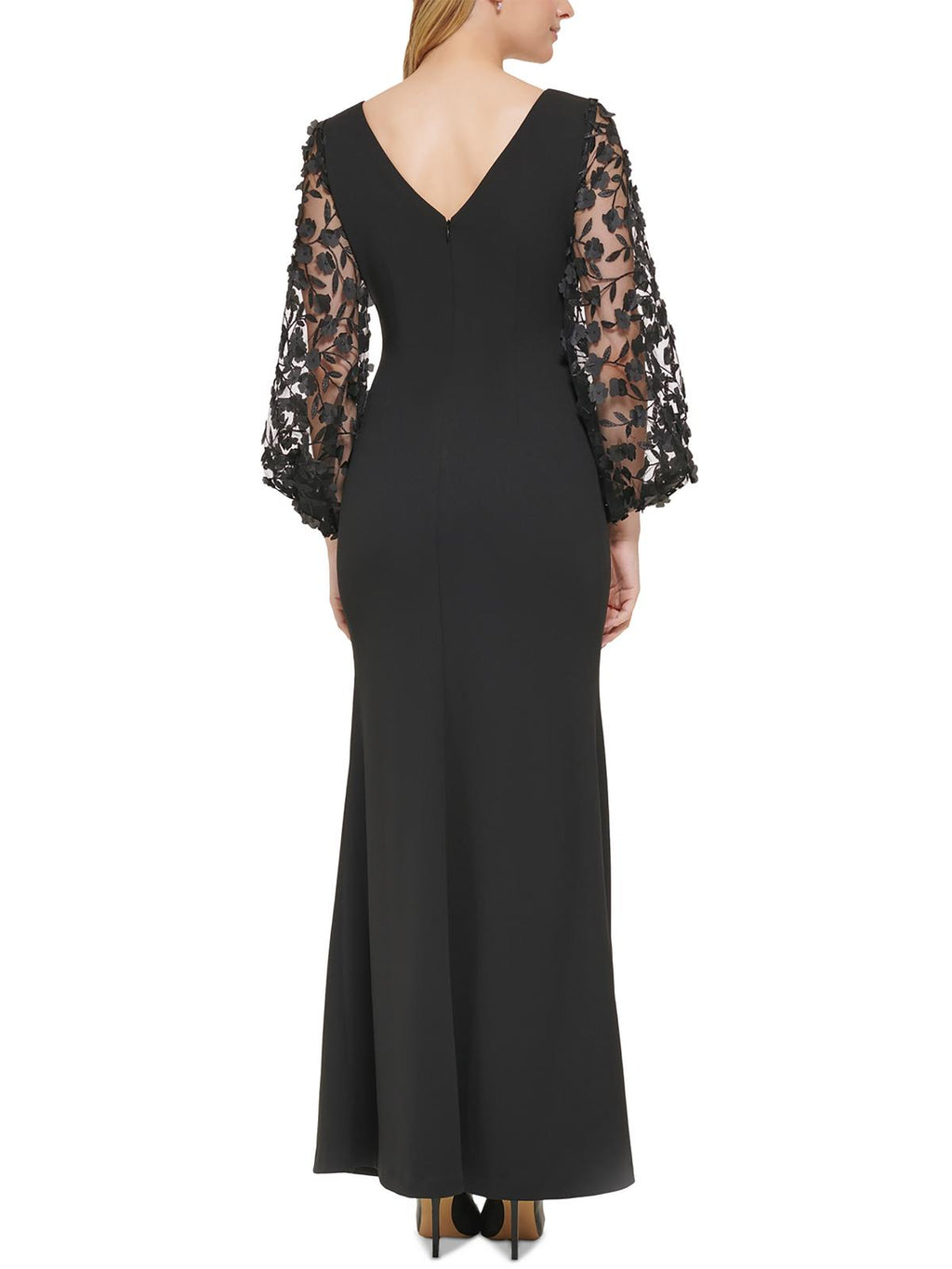 Petites Boat Neck Long Evening Dress V24965