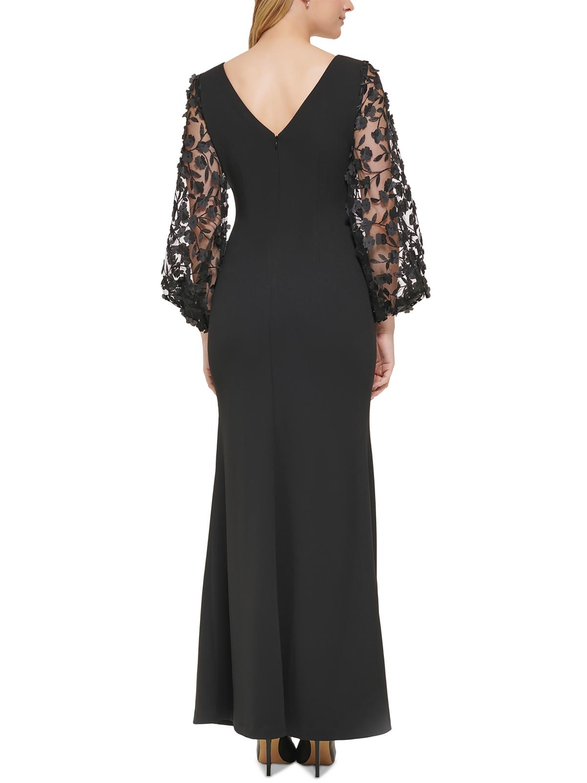 Petites Boat Neck Long Evening Dress V24965