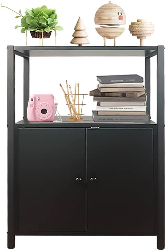 4-Tier Industrial Bookshelf with 2 Doors Z122925