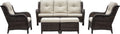 5 PC Brown/Beige Rattan Wicker Sectional Sofa Set F1280