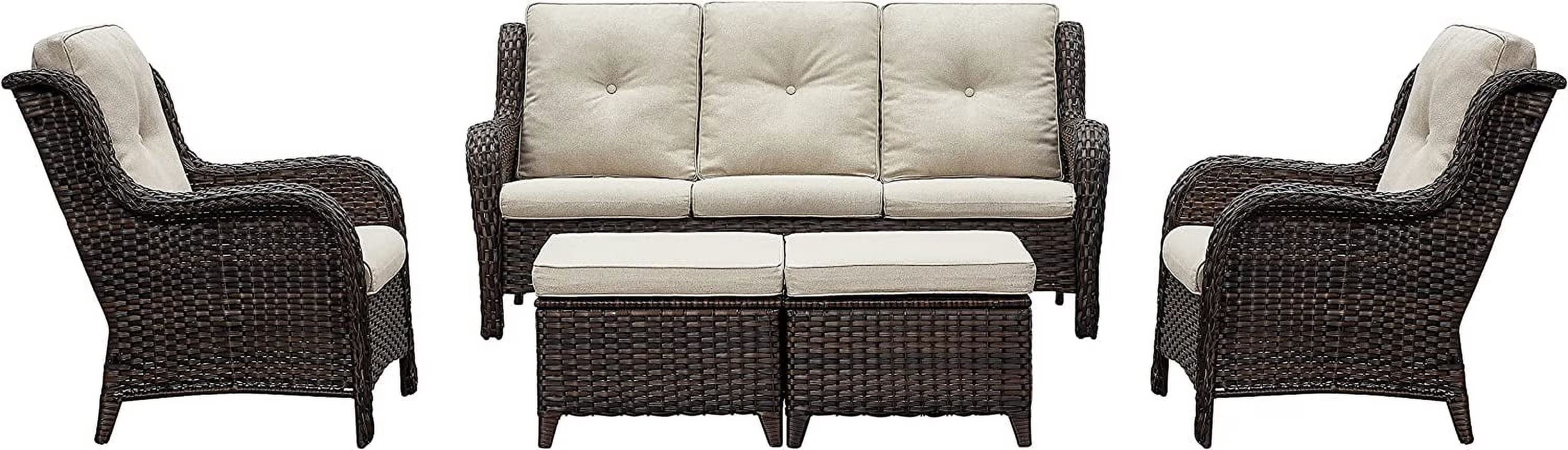 5 PC Brown/Beige Rattan Wicker Sectional Sofa Set F1280