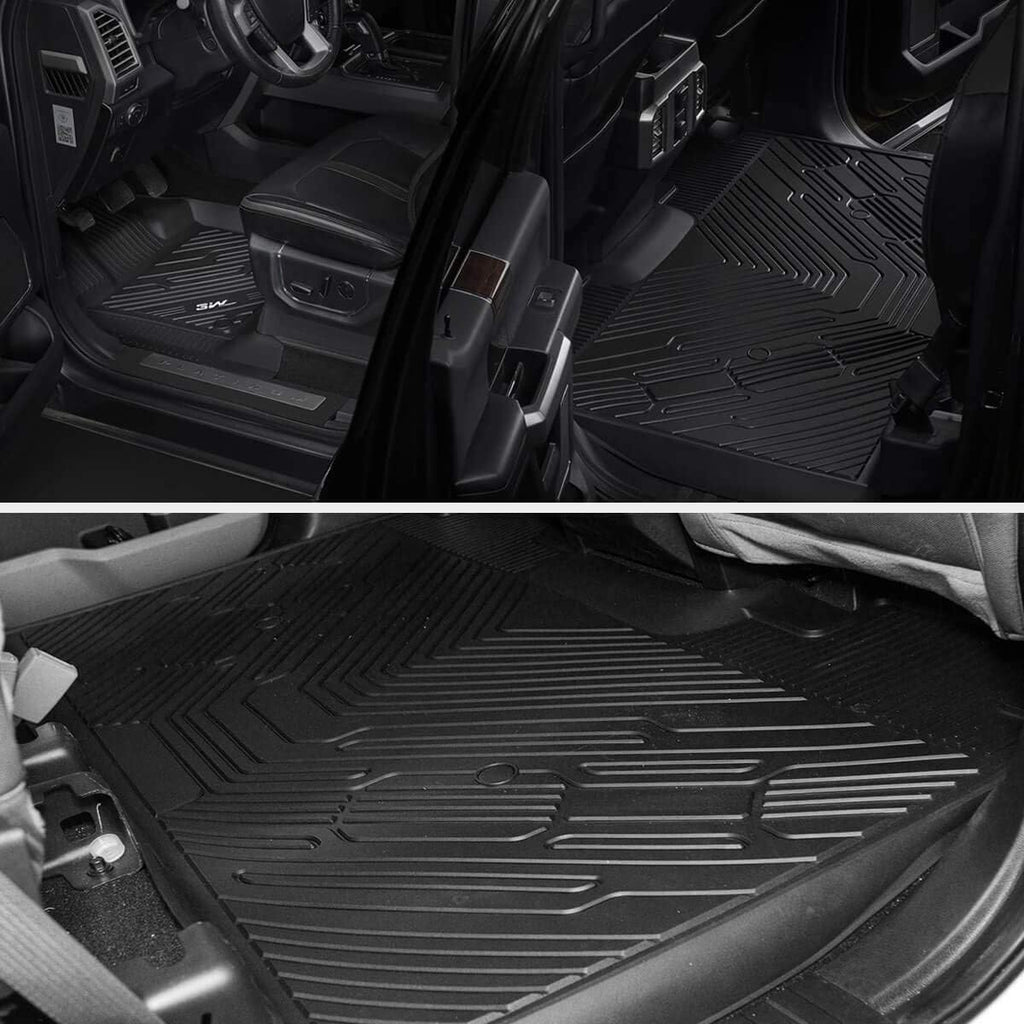 Floor Mats for Ford F-150 2015-2022 SuperCrew Front Bucket Seat and Rear Seat 1st & 2nd Row All Weather Car Liners H40520