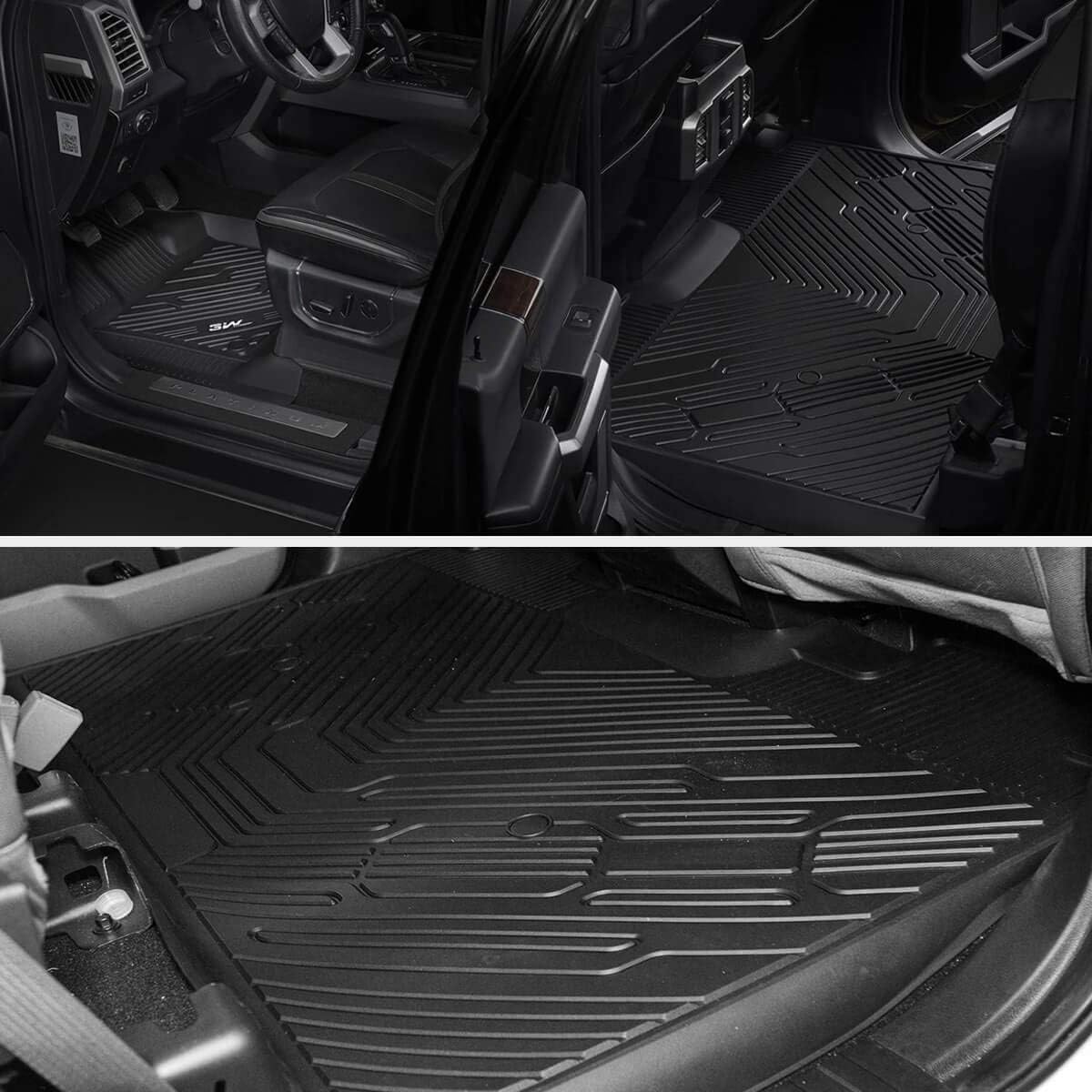 Floor Mats for Ford F-150 2015-2022 SuperCrew Front Bucket Seat and Rear Seat 1st & 2nd Row All Weather Car Liners H40520