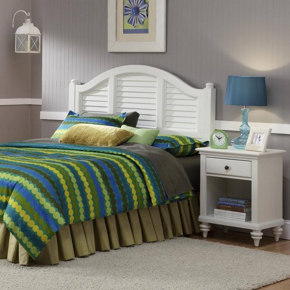 Brushed White Headboard and Night Stand N56371