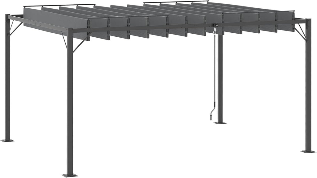 10' x 10' Outdoor Louvered Pergola Patio Aluminum Gazebo Canopy with Adjustable Roof Sun Shade, Grey S924