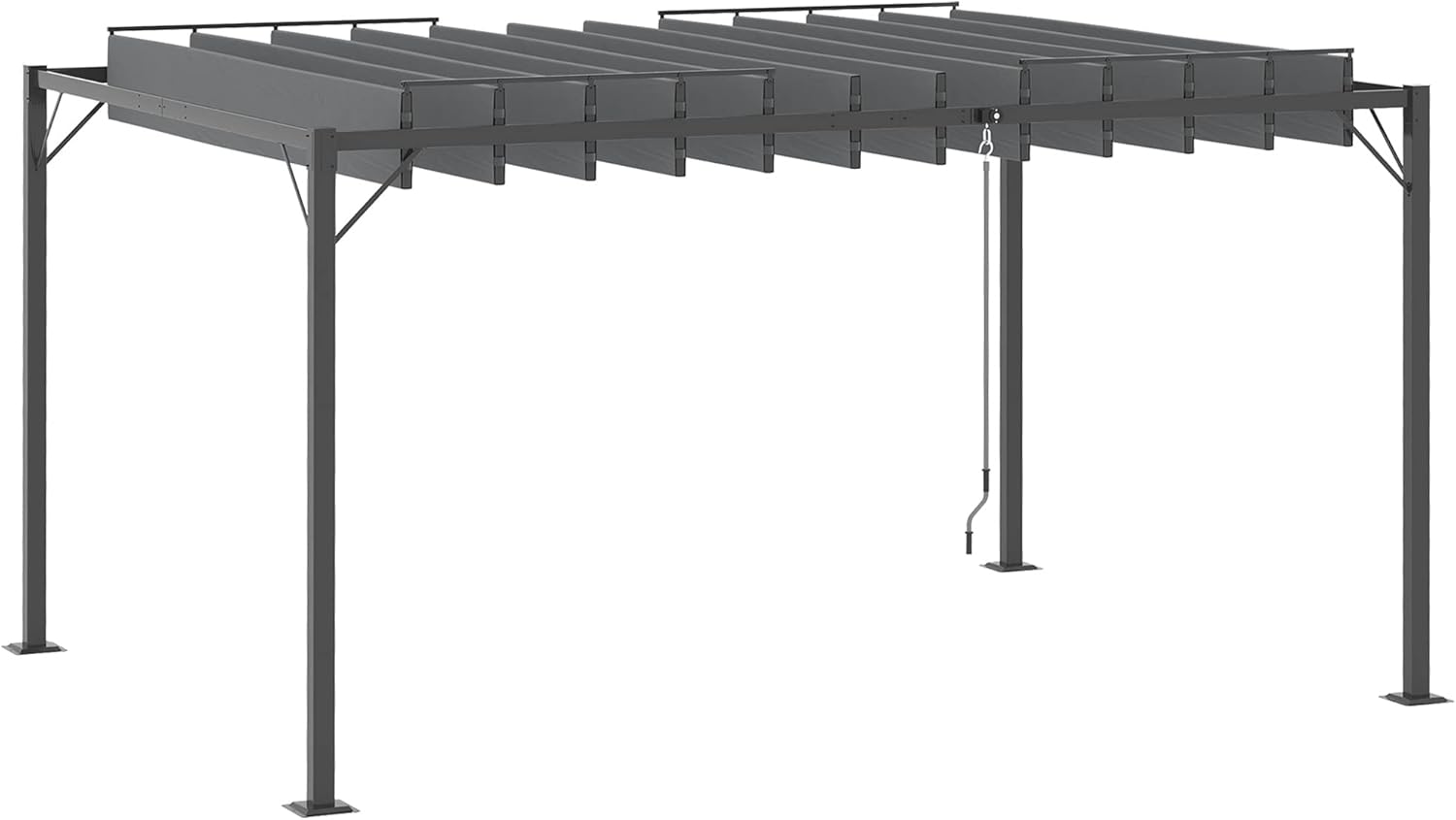 10' x 10' Outdoor Louvered Pergola Patio Aluminum Gazebo Canopy with Adjustable Roof Sun Shade, Grey S924