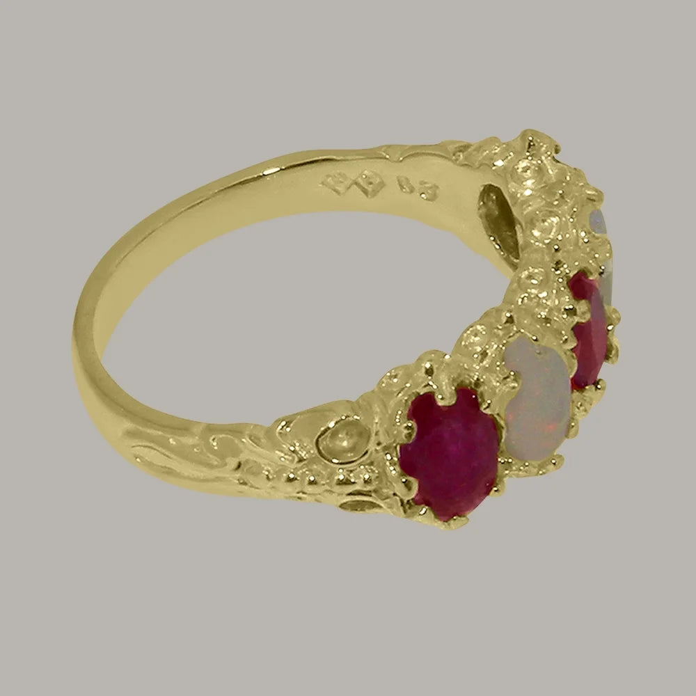 18k Yellow Gold Natural Ruby & Opal Eternity Ring K870