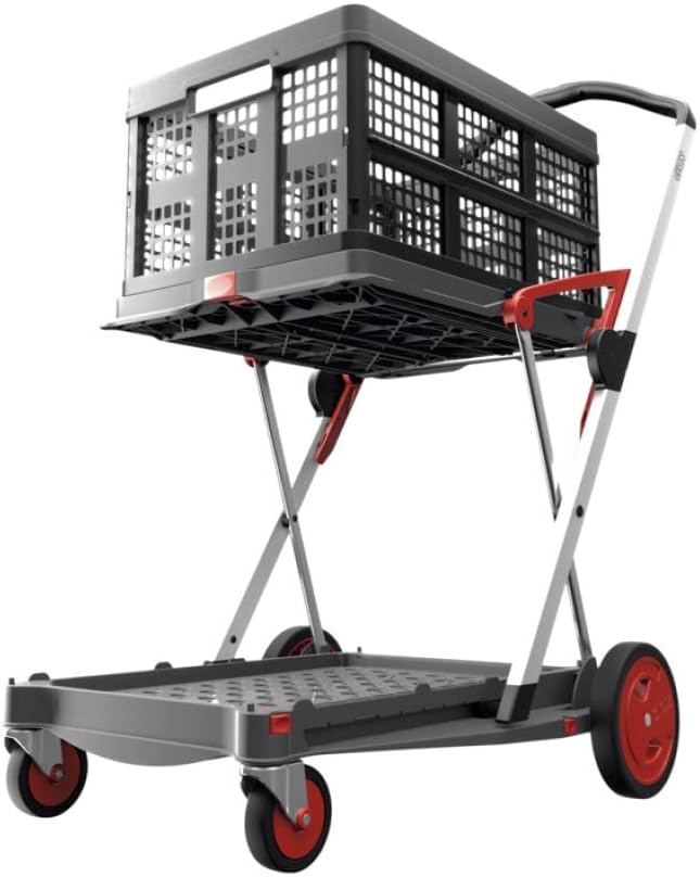 Red Collapsible Shopping Cart with Storage Crate K139656