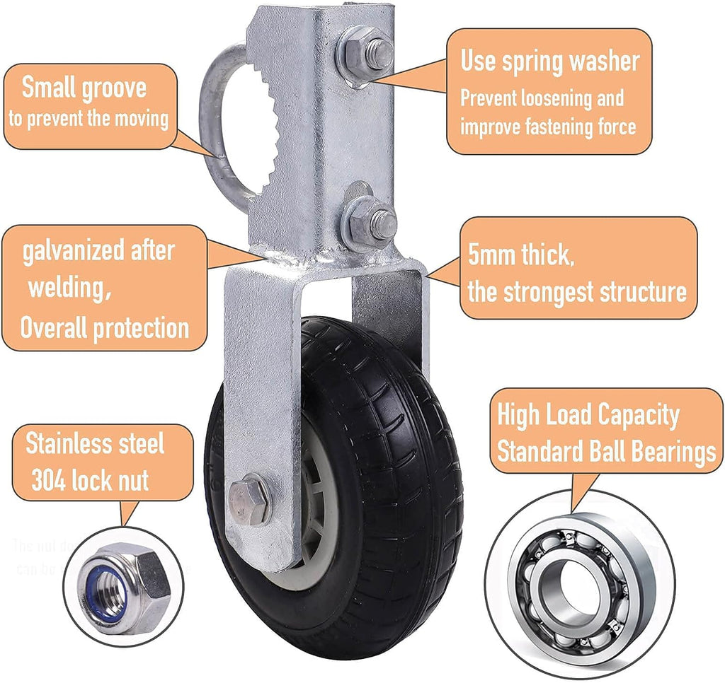 6 Hot Galvanized Heavy Duty Gate Wheels for Metal Tube Swing Gate R653