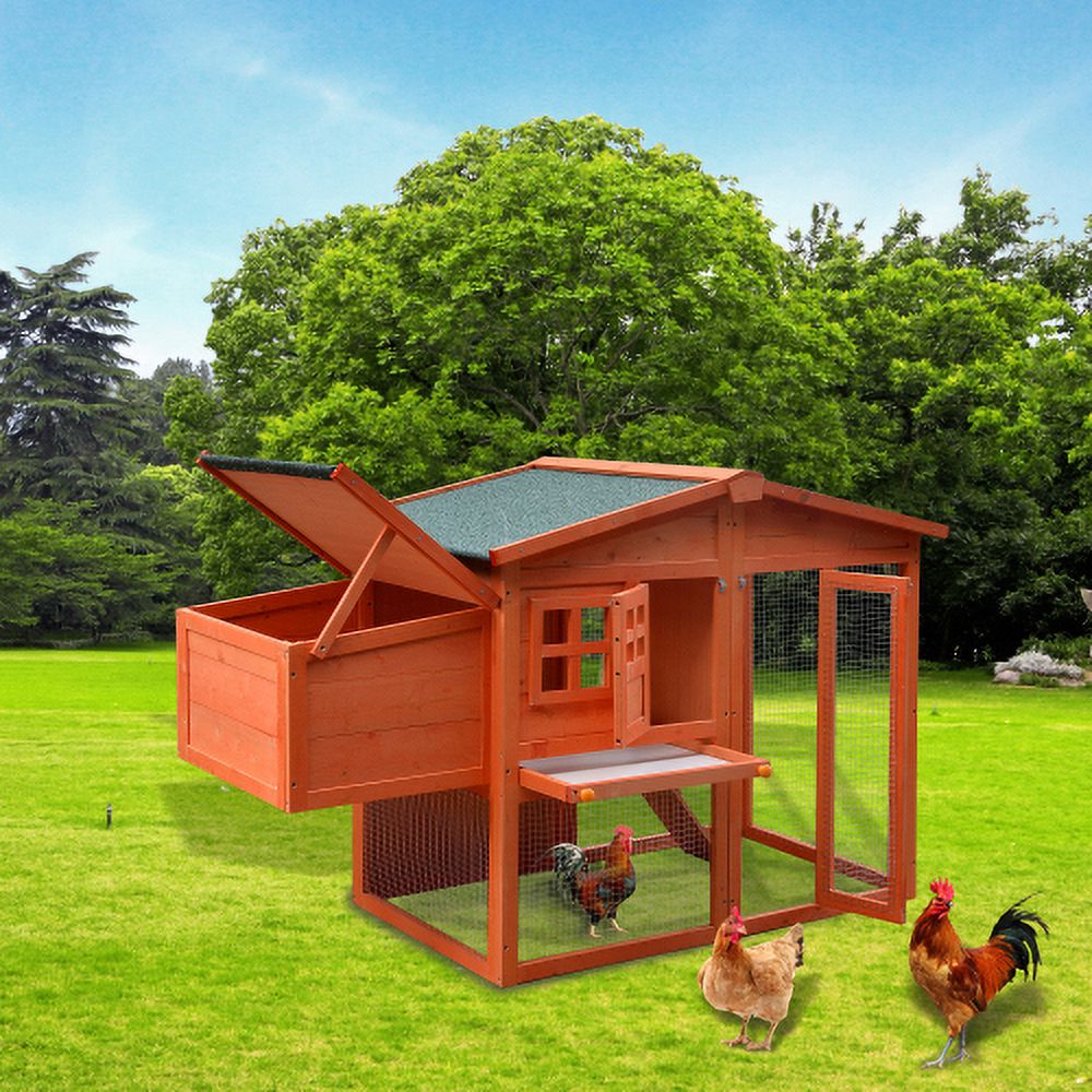 Large Wooden Chicken Coop with Nest Box H398