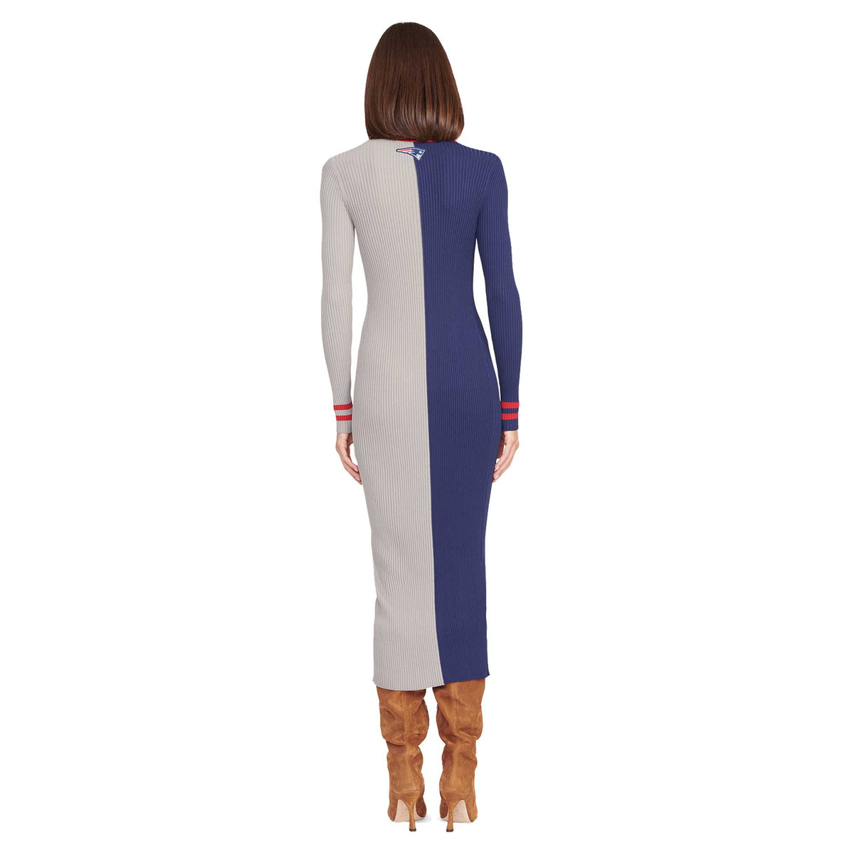 Navy Gray Knit Button-Up Sweater Dress E99373
