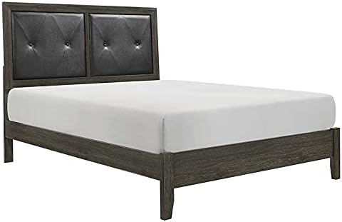 Contemporary Wood California King Bed in Dark Gray/Black H99891