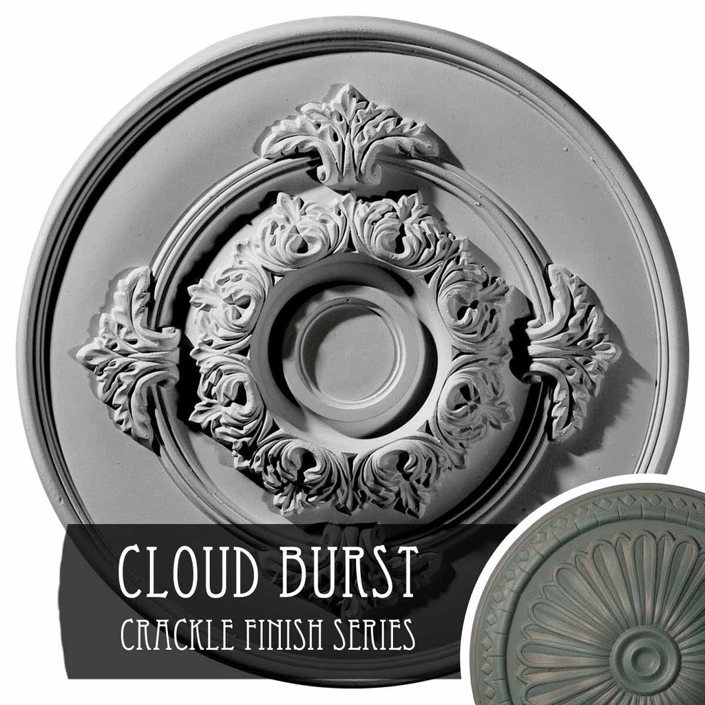 13 3/4x22OD x 1x22P Ceiling Medallion Hand-Painted Cloud Burst Crackle O5654
