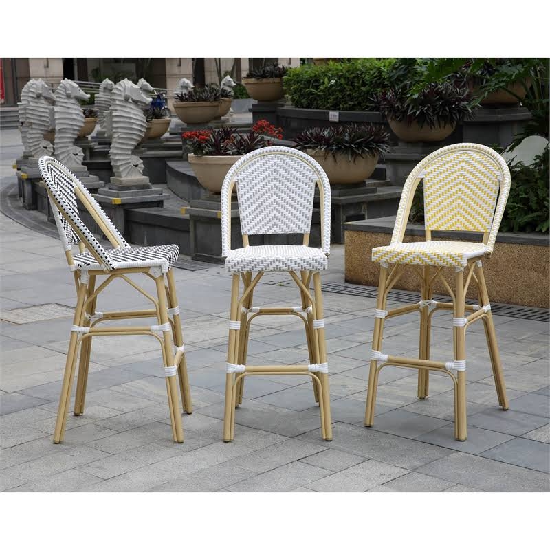 Yellow Aluminum Patio Bar Chairs Set of 2 N34457