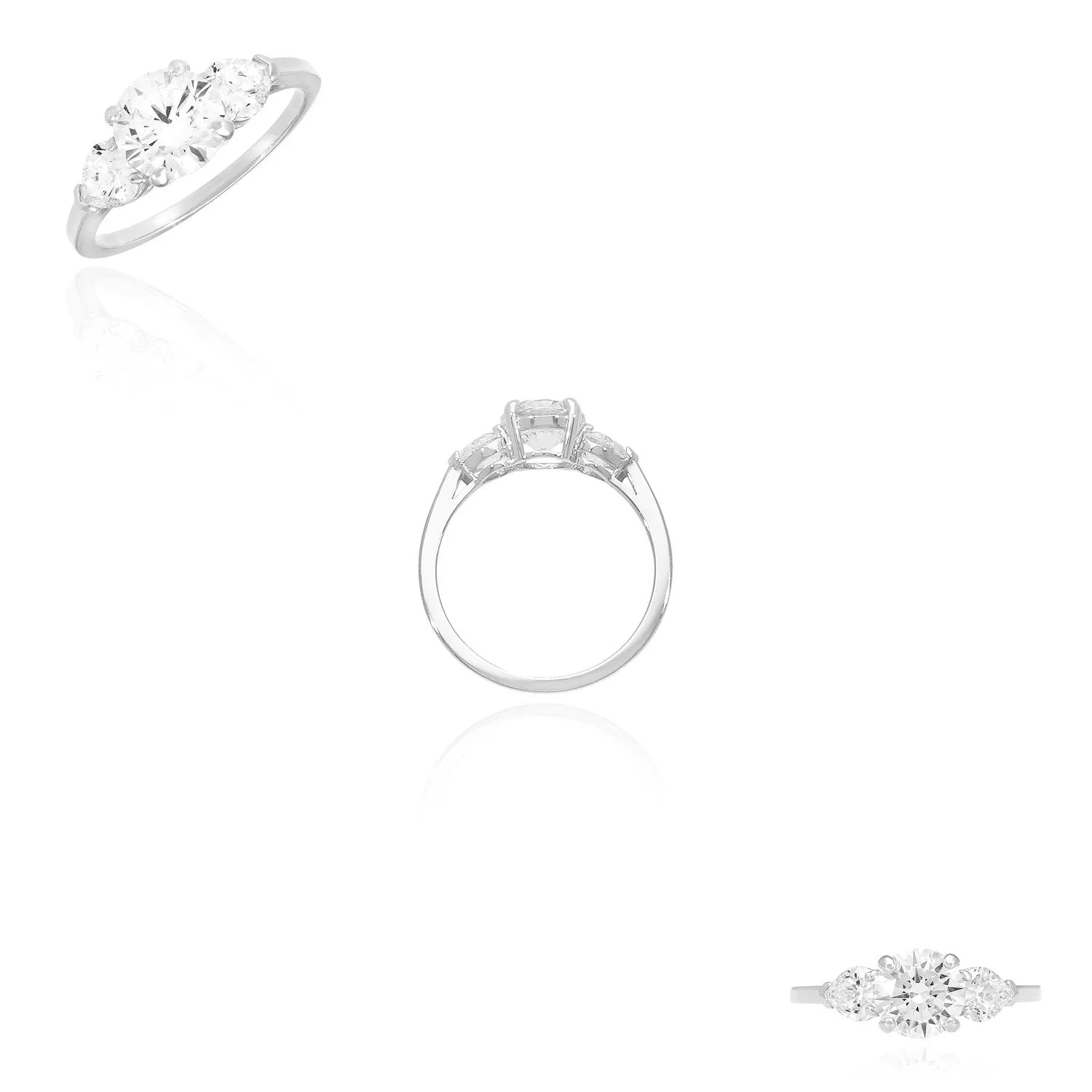 14K White Gold Created Diamond Engagement Ring D42070